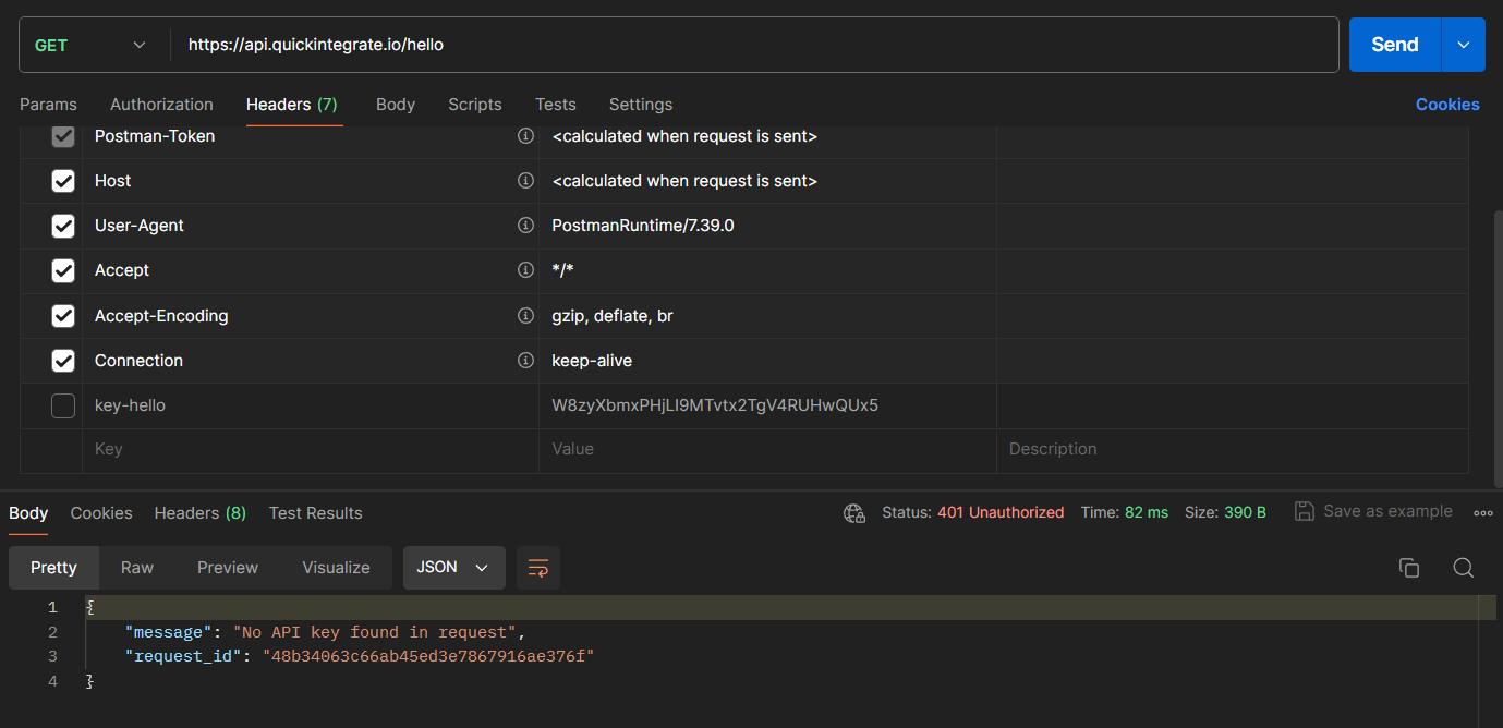 REST call without api-key